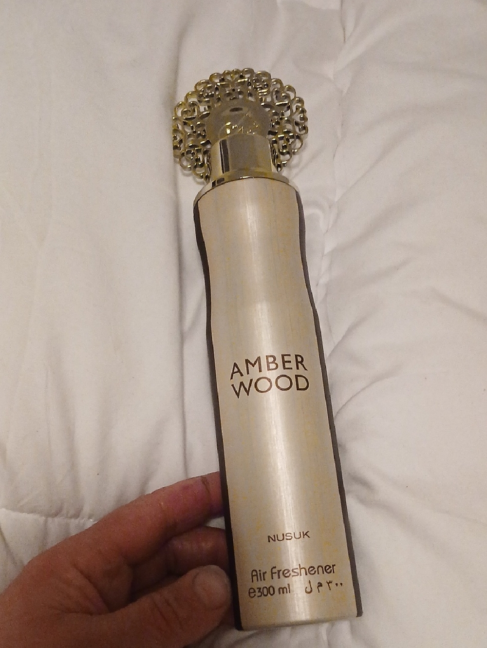 Amber Wood Air Freshener - Gold & Cream Bottle